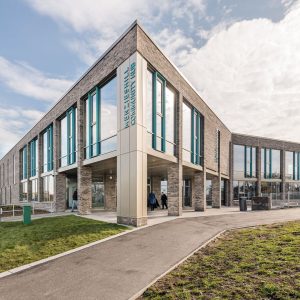 Exterior architectural photography of Menzieshill Community Hub in Dundee